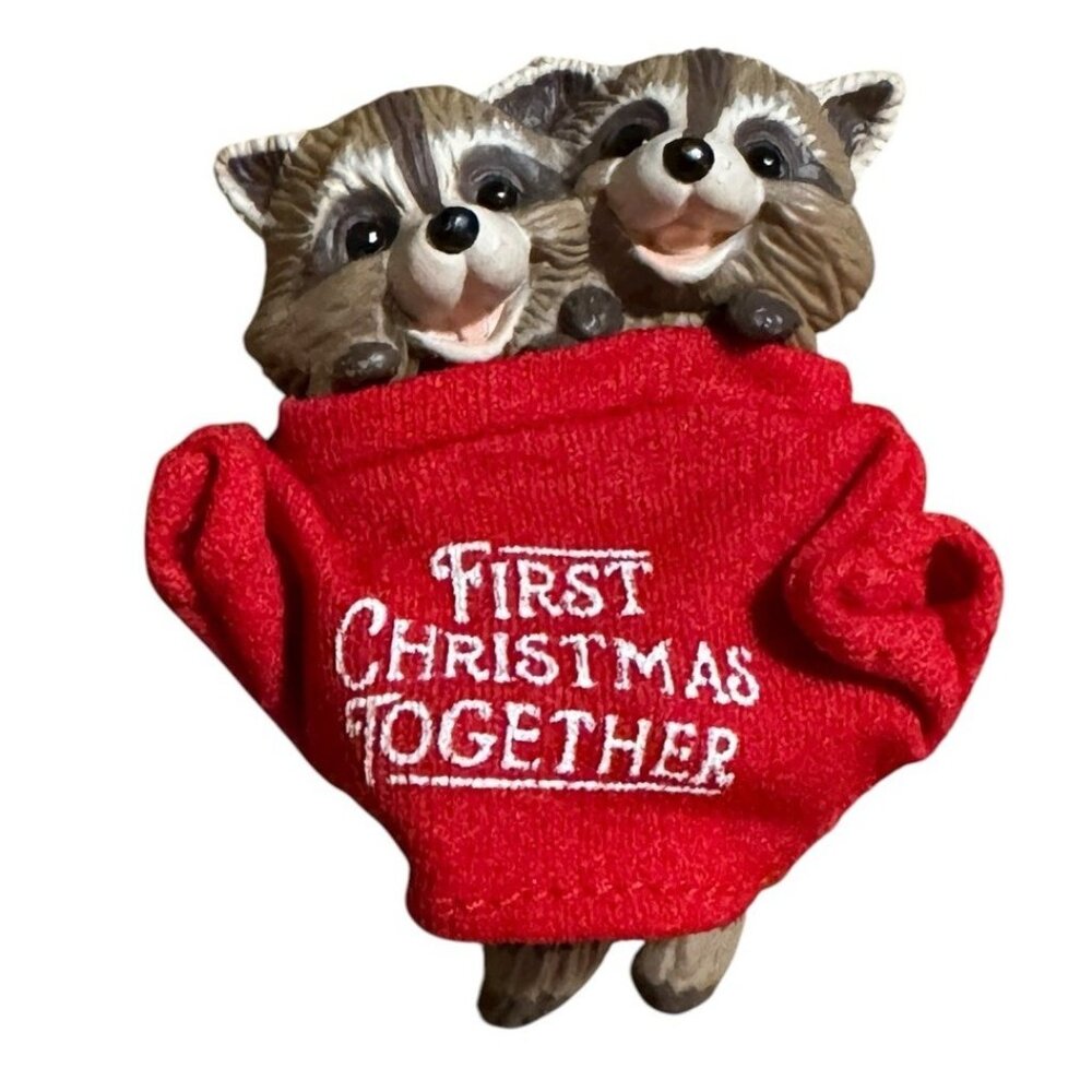 Hallmark Christmas Ornament First Christmas Together 1987 Raccoo Holiday Vintage